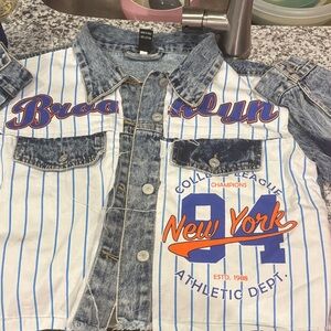 Denim and White Striped Jacket